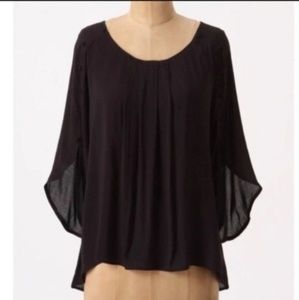 MAEVE black button sleeve bell blouse peasant top